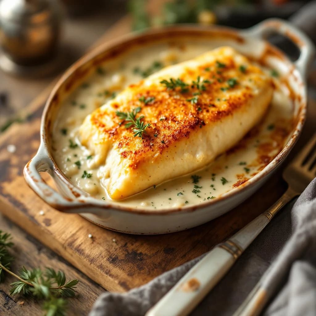 Baked Cod with Cream Sauce