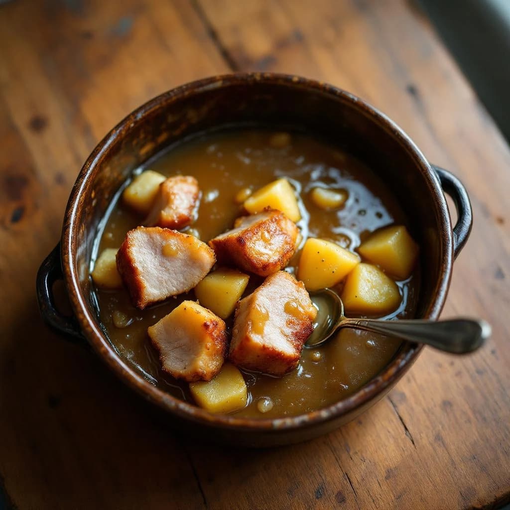 Salt Pork and Potatoes with Onion Gravy